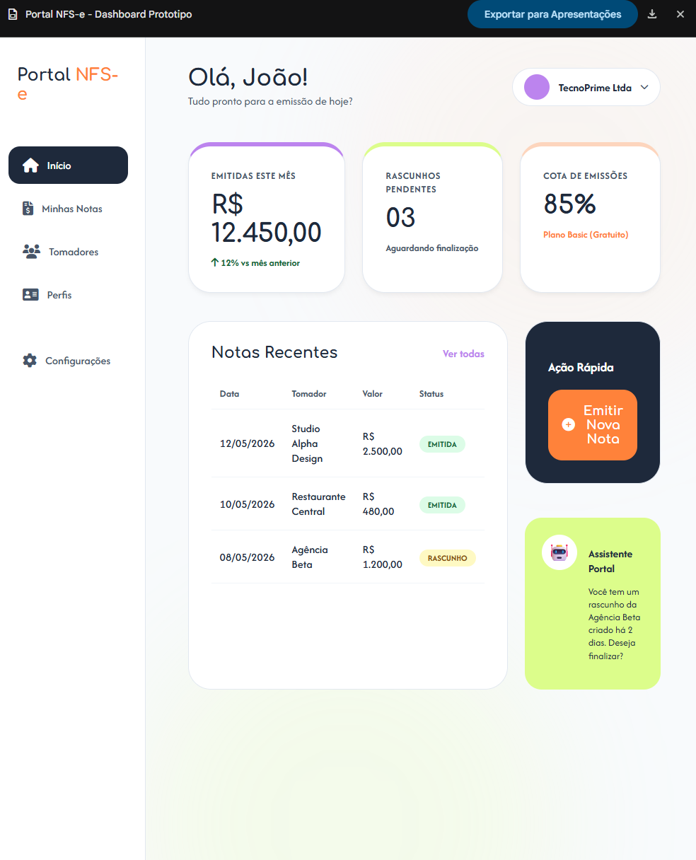 Dashboard NFS-e Portal